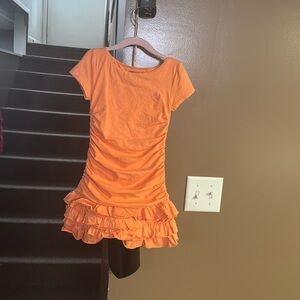 Ralph Lauren orange dress with pink polo emblem.